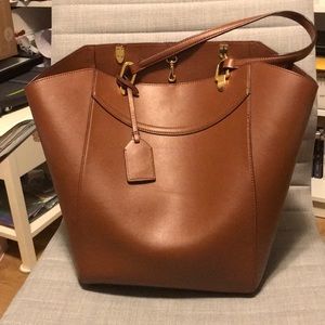 Ralph Lauren medium size brown tote used for work.